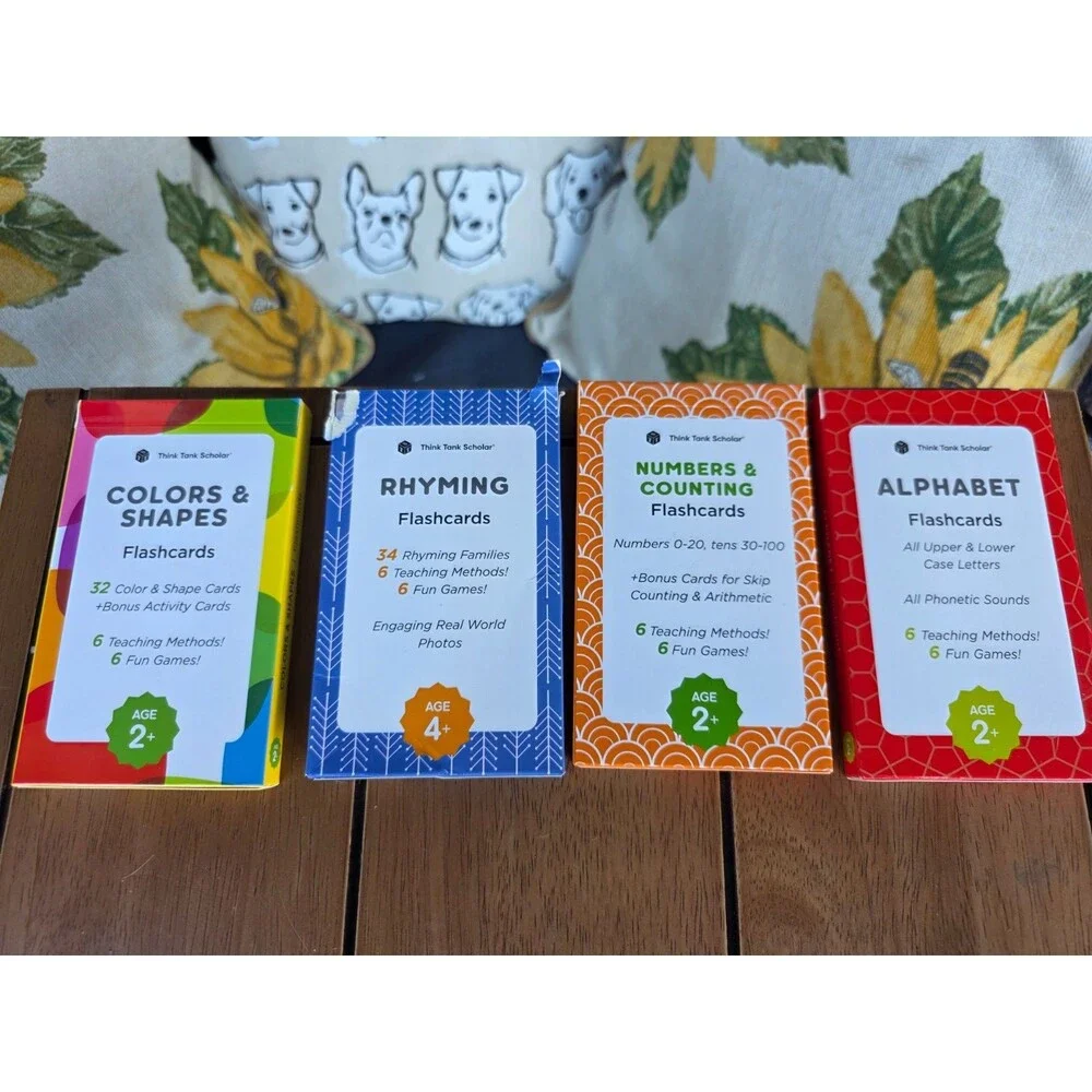 Think Tank Scholar Educational Flashcards Lot 4 Alphabet Numbers Rhyming Colors